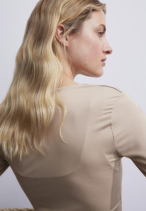 H&M - Long-sleeved jersey top - beige