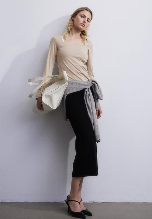 H&M - Long-sleeved jersey top - beige