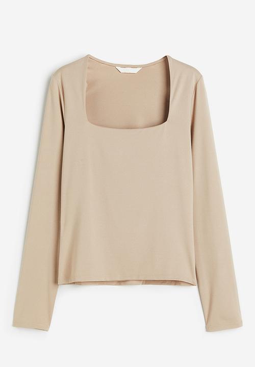 H&M - Long-sleeved jersey top - beige