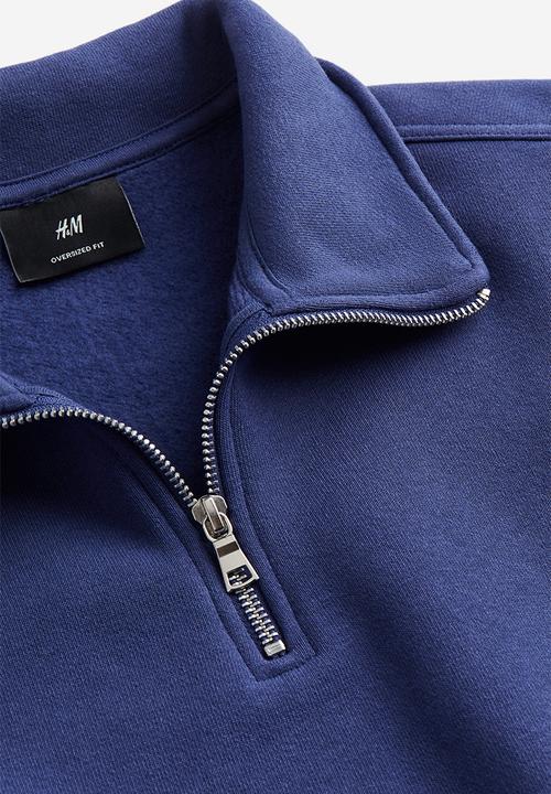 H&M - Oversized fit half-zip sweatshirt - blue