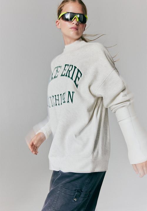 H&M - Oversized motif-detail sweatshirt - light grey marl