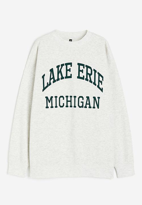 H&M - Oversized motif-detail sweatshirt - light grey marl