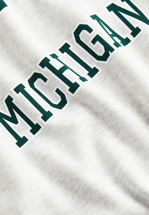 H&M - Oversized motif-detail sweatshirt - light grey marl