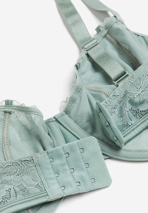 H&M - Non-padded underwired lace bra - light green