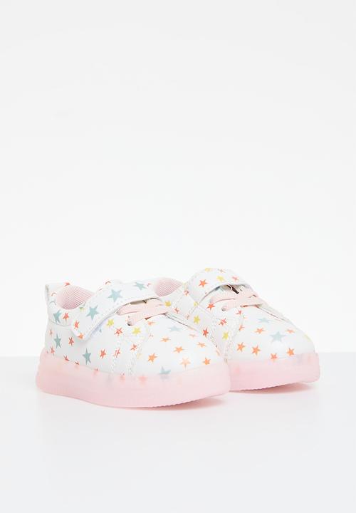 Pop Candy - Printed velcro & lace sneakers - pink