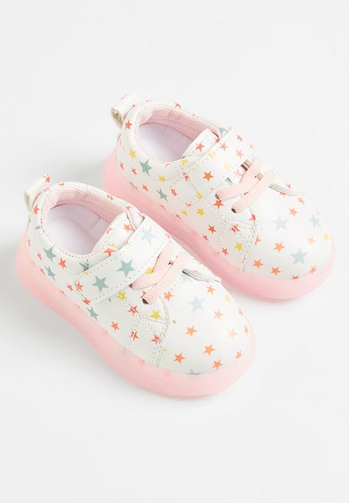 Pop Candy - Printed velcro & lace sneakers - pink