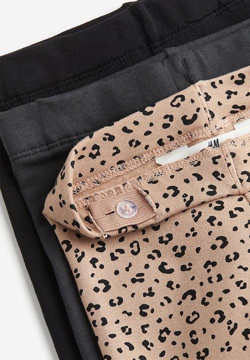 H&M - 3 pack heavy jersey leggings - beige leopard print 