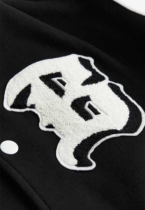 H&M - Motif-detail baseball jacket - black