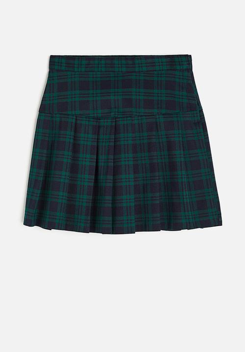 H&M - Pleated skirt - green/checked