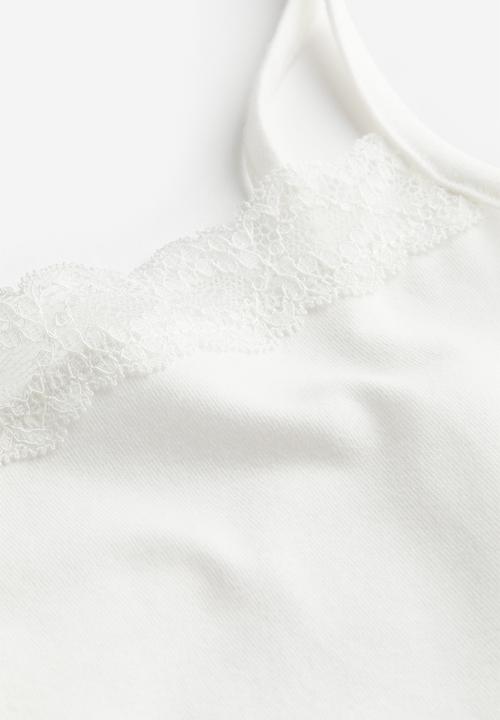 H&M - Lace-trimmed strappy top - white