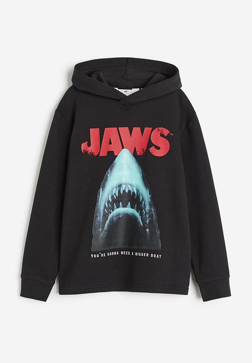 H&M - Printed hoodie - black/jaws