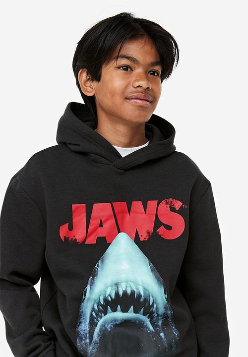 H&M - Printed hoodie - black/jaws