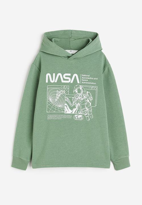 H&M - Printed hoodie - green/nasa