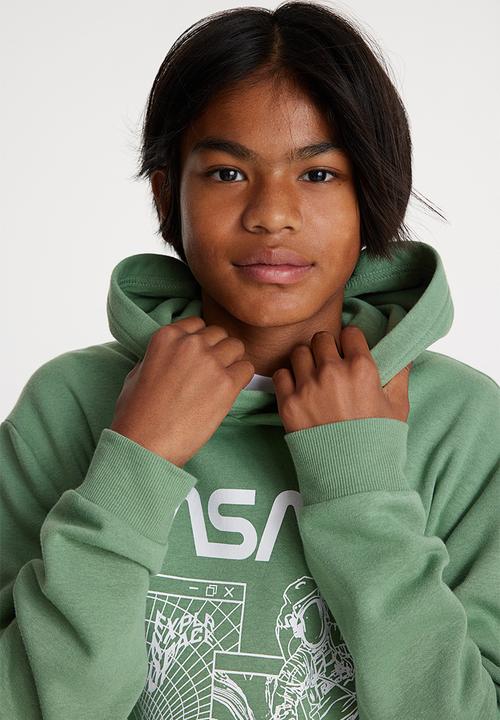 H&M - Printed hoodie - green/nasa