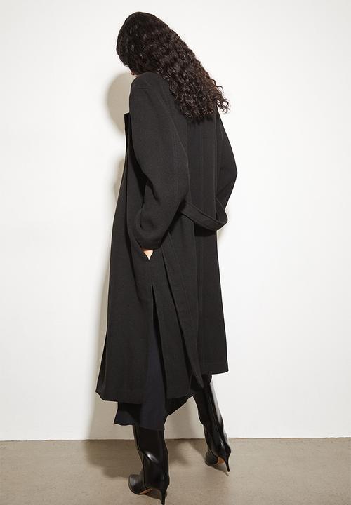 H&M - Tie-belt coat - black
