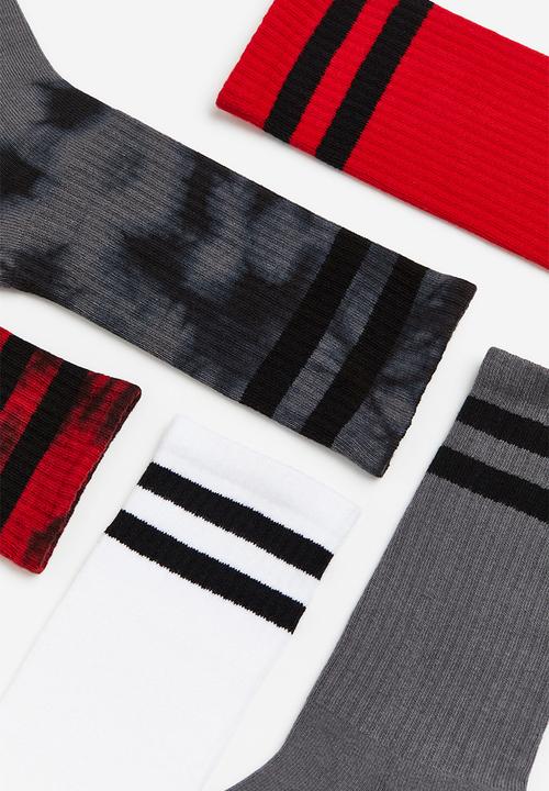 H&M - 5 pack ribbed socks - red tie-dye