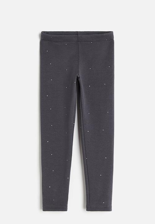H&M - Brushed-inside leggings - dark grey spotted