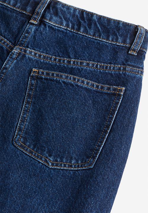 H&M - Slit-front denim skirt - dark denim blue