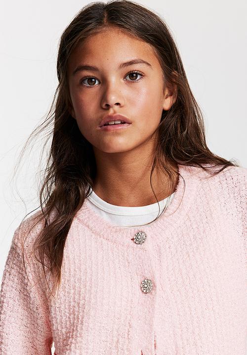 H&M - Textured-knit cardigan - light pink