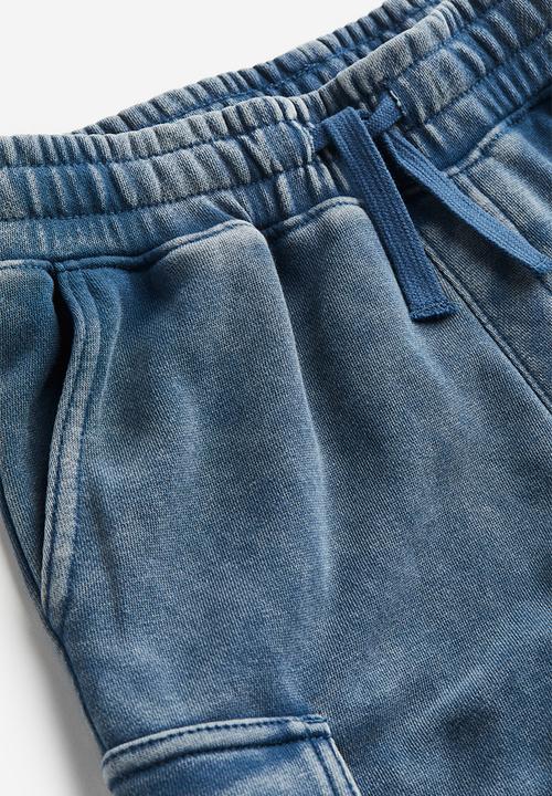H&M - Washed-look cargo joggers - blue