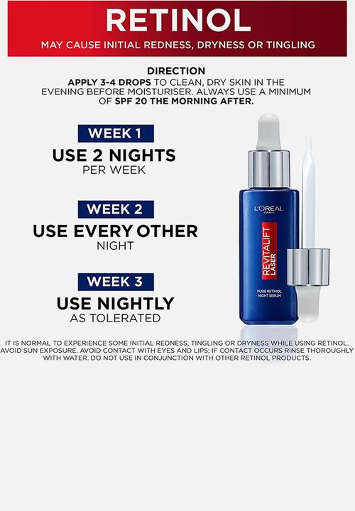 L'Oreal Paris - Revitalift Laser 0.2% Pure Retinol Deep Wrinkle Night Serum 30ml