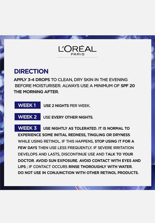 L'Oreal Paris - Revitalift Laser 0.2% Pure Retinol Deep Wrinkle Night Serum 30ml