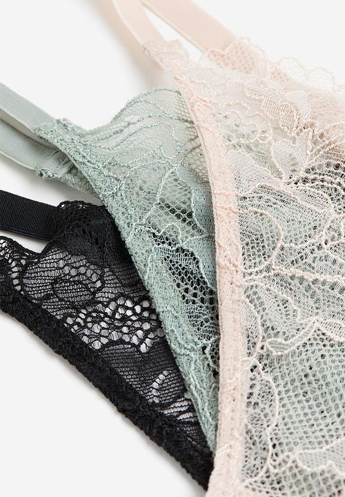 H&M - 3 pack lace thong briefs - multi