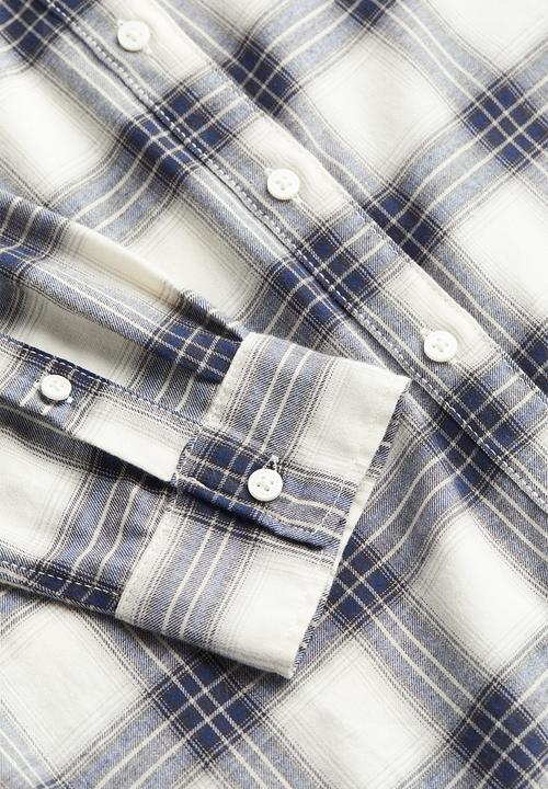 H&M - Cotton flannel shirt - dark blue checked