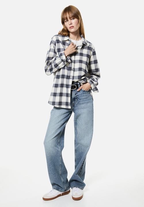H&M - Cotton flannel shirt - dark blue checked