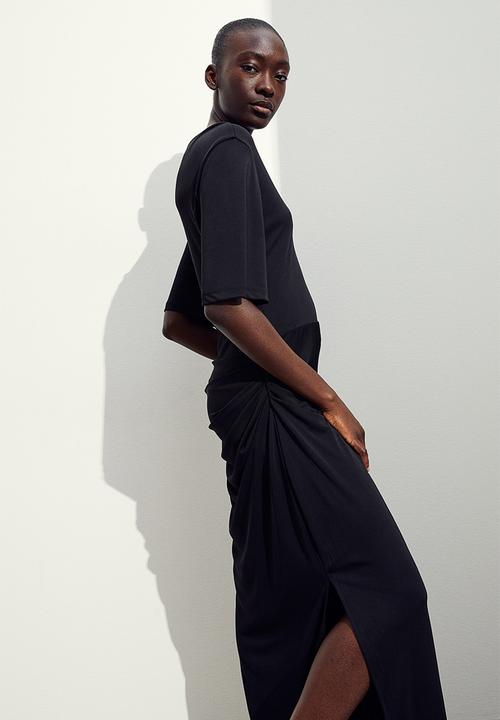 H&M - Draped jersey dress - black