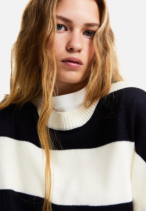 H&M - Jacquard-knit jumper - navy blue striped