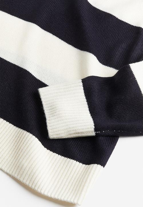 H&M - Jacquard-knit jumper - navy blue striped