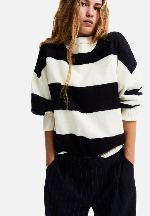 H&M - Jacquard-knit jumper - navy blue striped