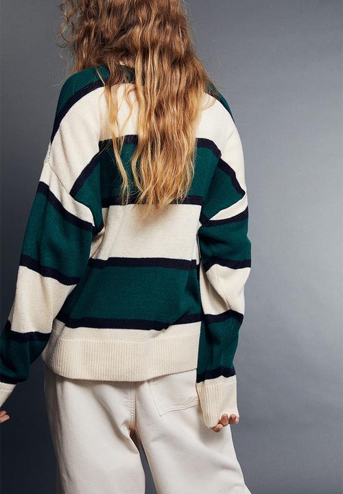 H&M - Jacquard-knit jumper - dark green striped