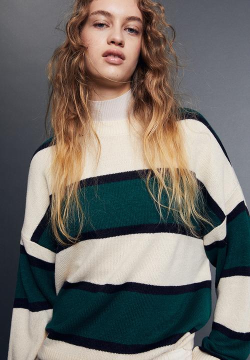 H&M - Jacquard-knit jumper - dark green striped