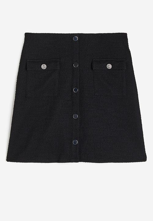 H&M - Button-front skirt - black