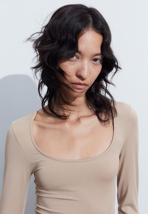H&M - Jersey thong body - beige