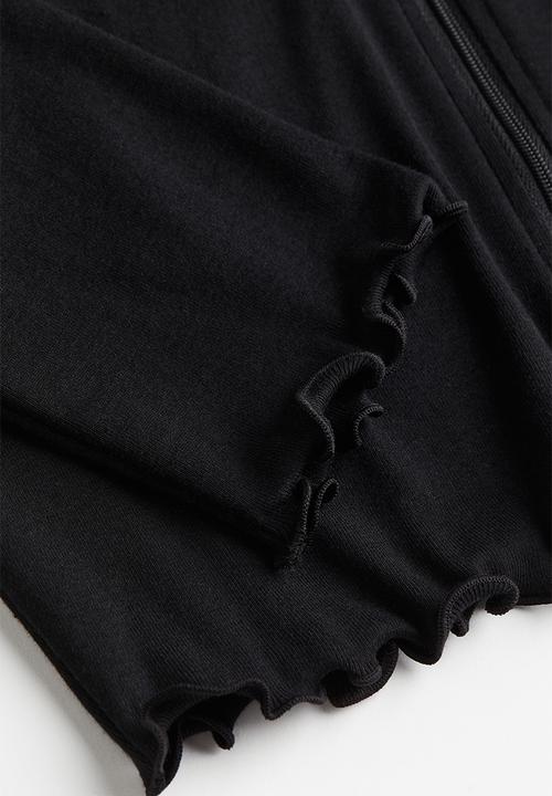 H&M - Cropped zip-through hoodie - black