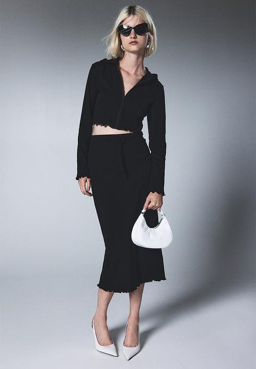 H&M - Cropped zip-through hoodie - black