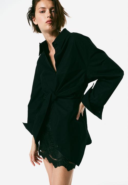H&M - Knot-detail shirt - black