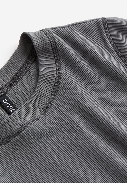 H&M - Fitted cotton top - dark grey