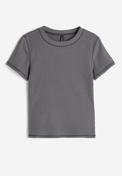 H&M - Fitted cotton top - dark grey
