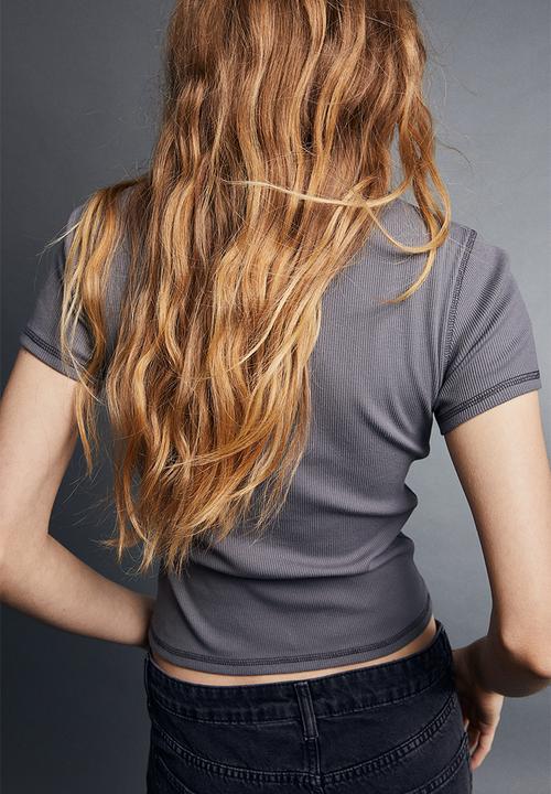 H&M - Fitted cotton top - dark grey