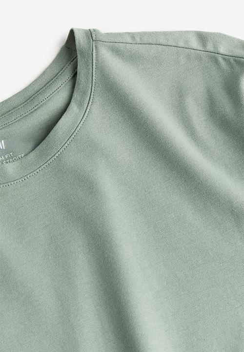 H&M - Slim fit jersey top - light khaki green