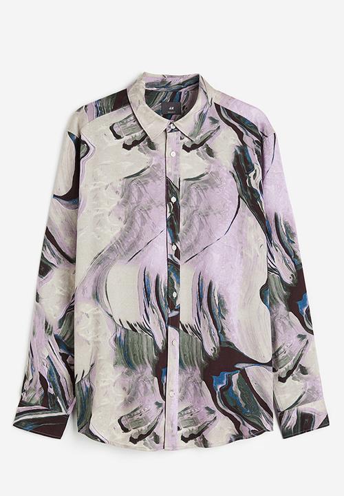 H&M - Regular fit lyocell shirt - purple/patterned