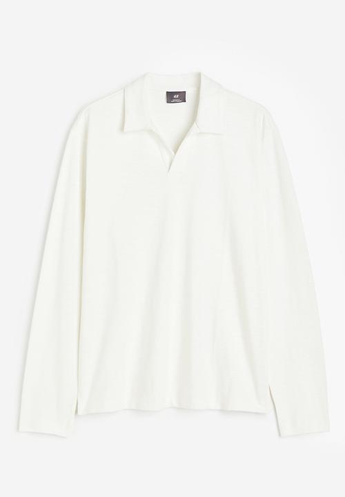H&M - Regular fit long-sleeved polo shirt - white