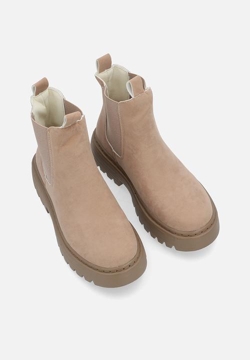 Pop Candy - Faux suede chelsea boots - beige