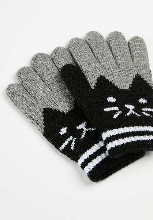 Pop Candy - Colour block handgloves - grey & black