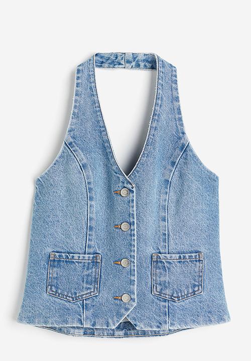 H&M - Halterneck denim top - light denim blue