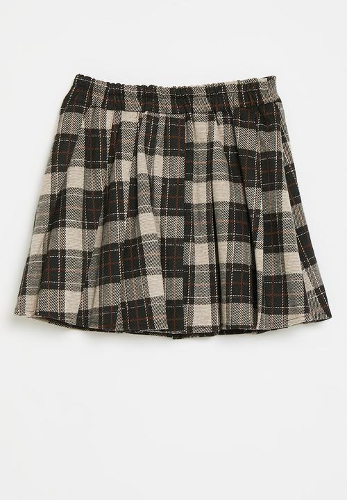 Pop Candy - Plaid pleated skirt - brown